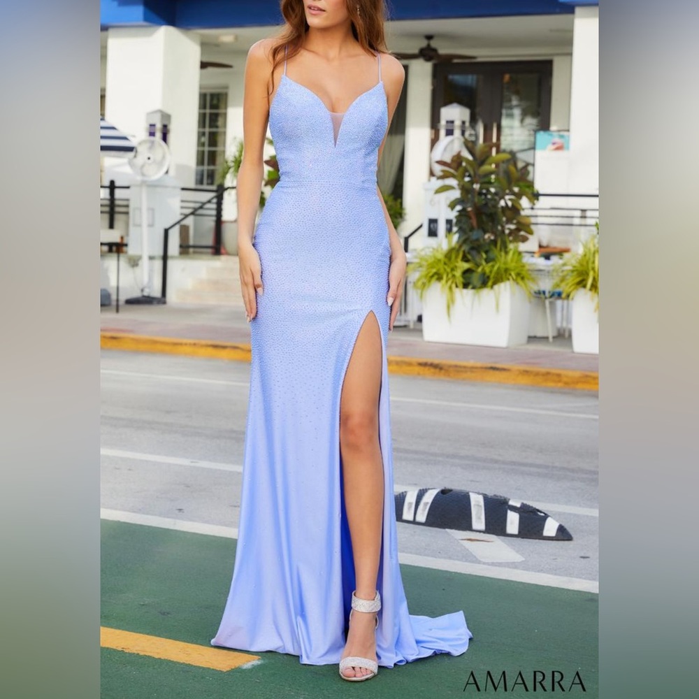 Light Blue Rhinestone Gown